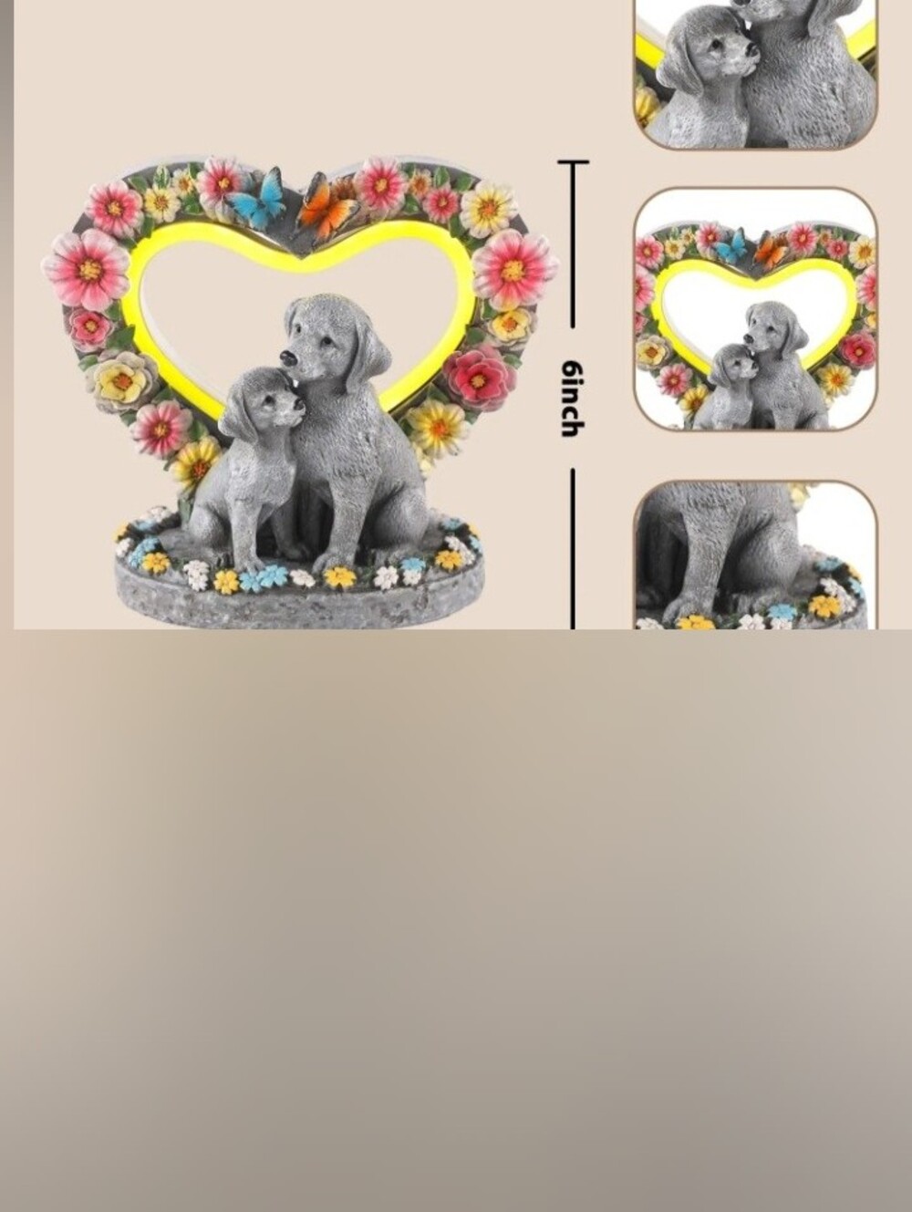 Solar Dog Garden Statue Light Heart Flowers Puppy Outdoor Memorial Decor NEW - Picture 6 of 7